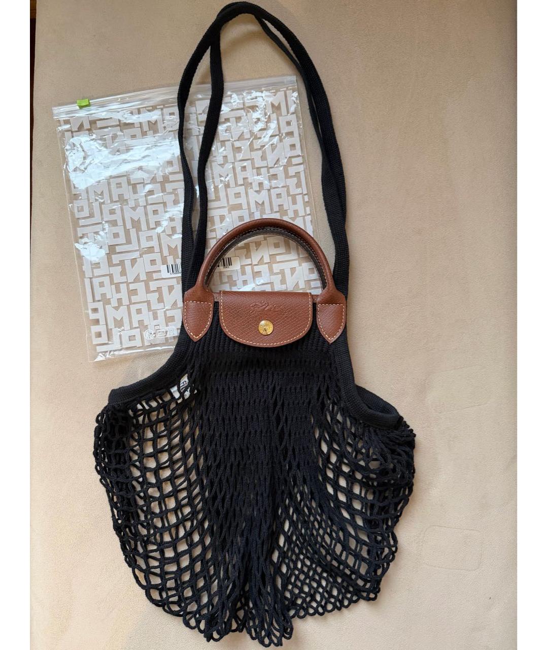 LONGCHAMP Черная хлопковая сумка через плечо, фото 4