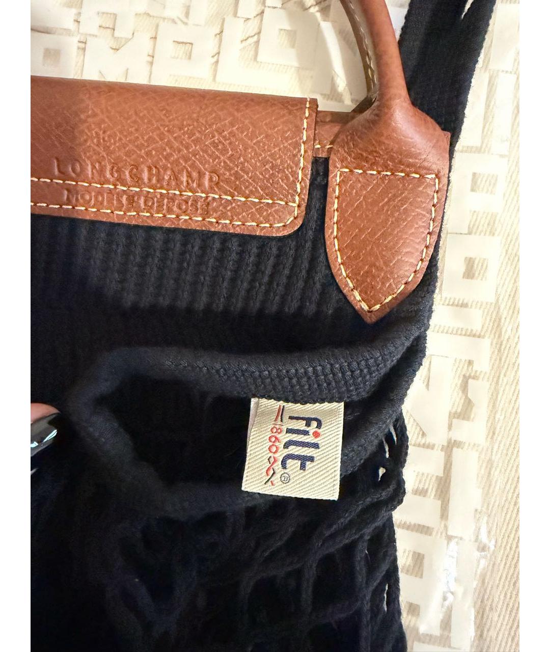 LONGCHAMP Черная хлопковая сумка через плечо, фото 3