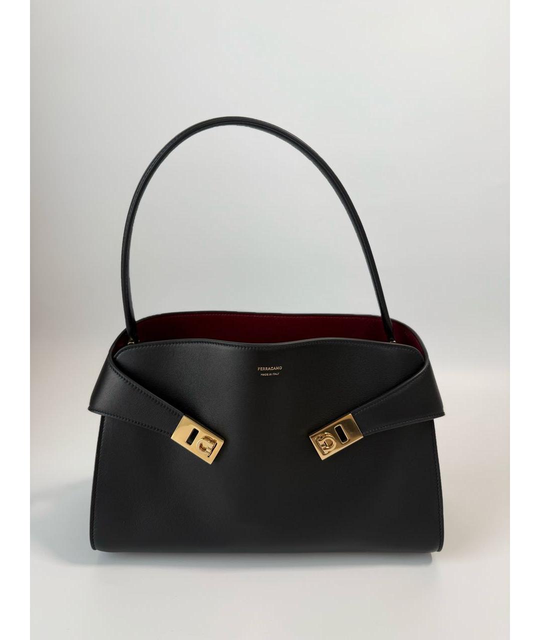 FERRAGAMO Черная кожаная сумка с короткими ручками, фото 7