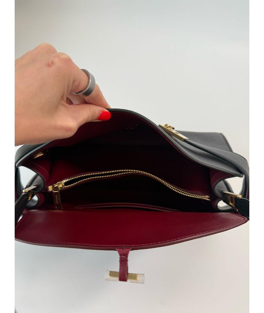 FERRAGAMO Черная кожаная сумка с короткими ручками, фото 4