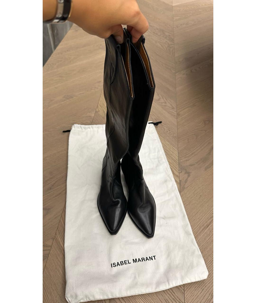 ISABEL MARANT Черные кожаные сапоги, фото 2