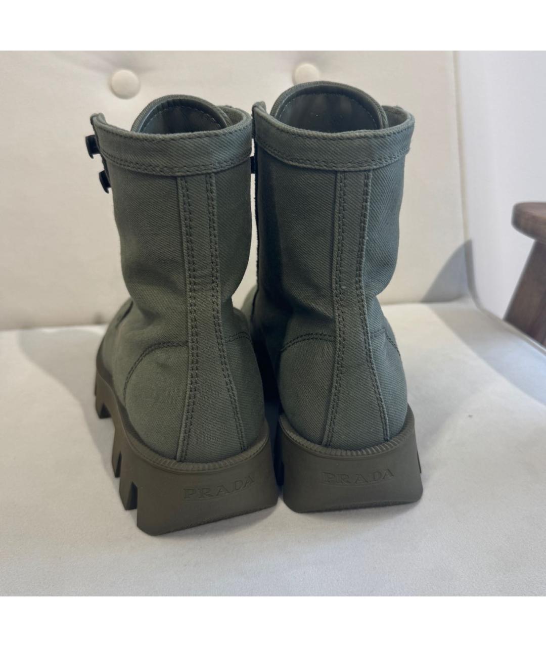 PRADA Хаки текстильные ботинки, фото 4
