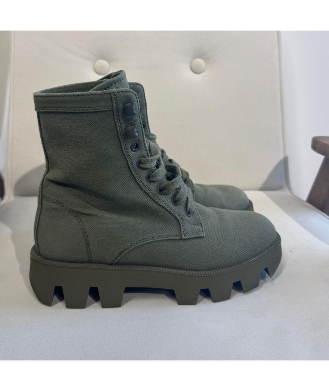 PRADA Хаки текстильные ботинки, фото 5