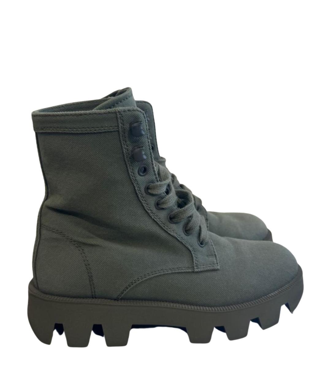 PRADA Хаки текстильные ботинки, фото 1