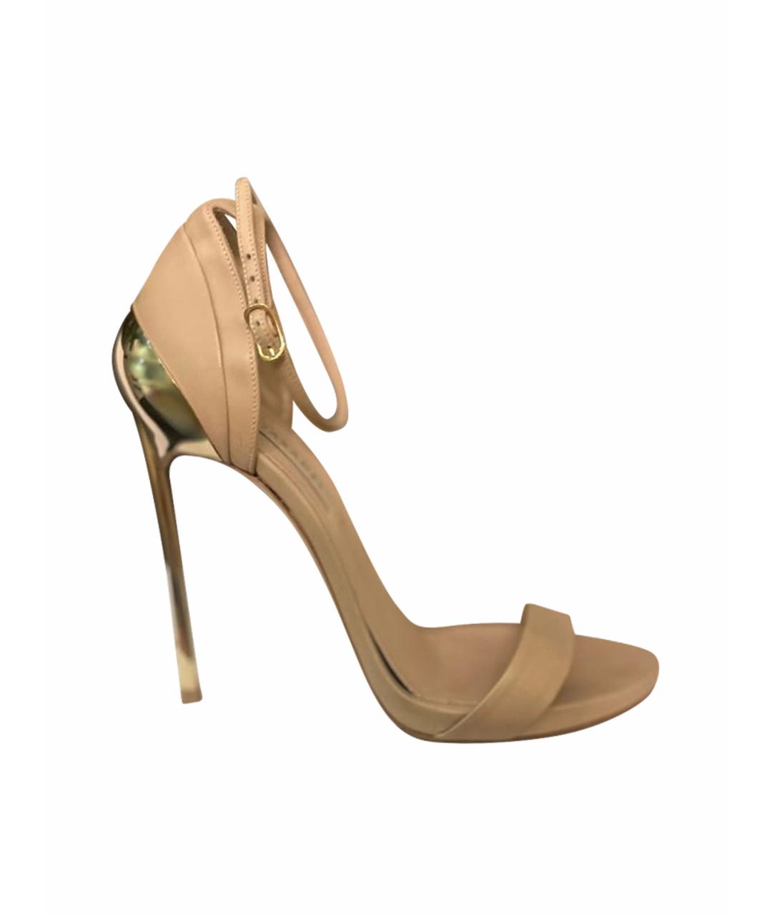 CASADEI Бежевые кожаные босоножки, фото 1