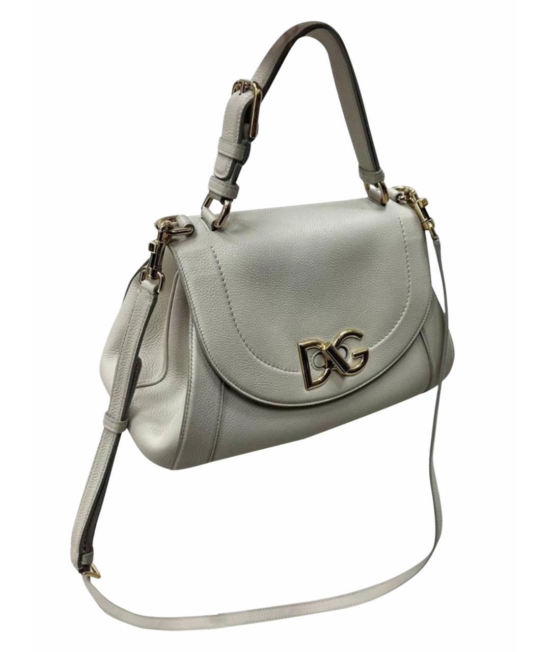 DOLCE&GABBANA Белая кожаная сумка с короткими ручками, фото 1