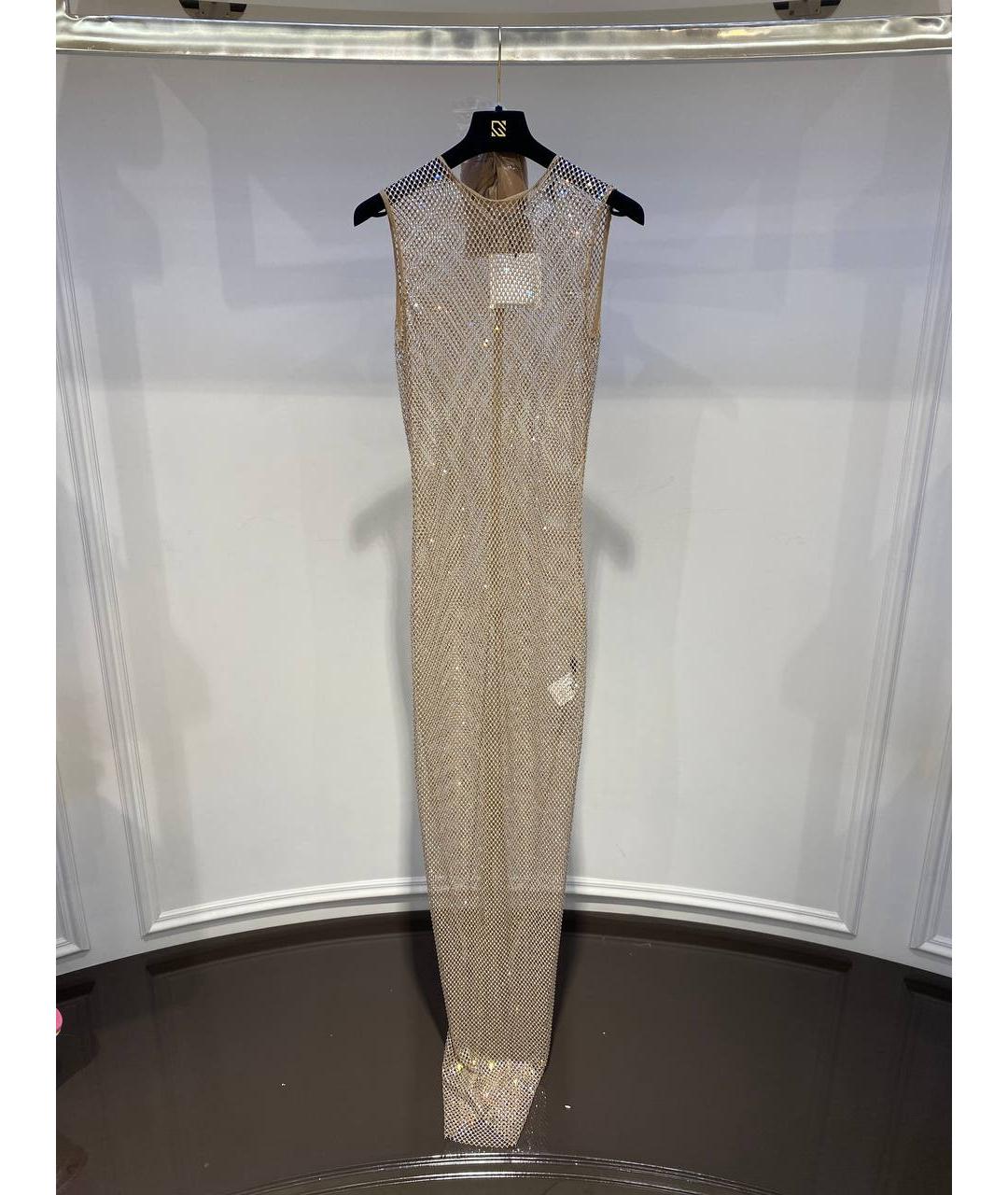GIUSEPPE DI MORABITO Золотое полиамидовое вечернее платье, фото 4
