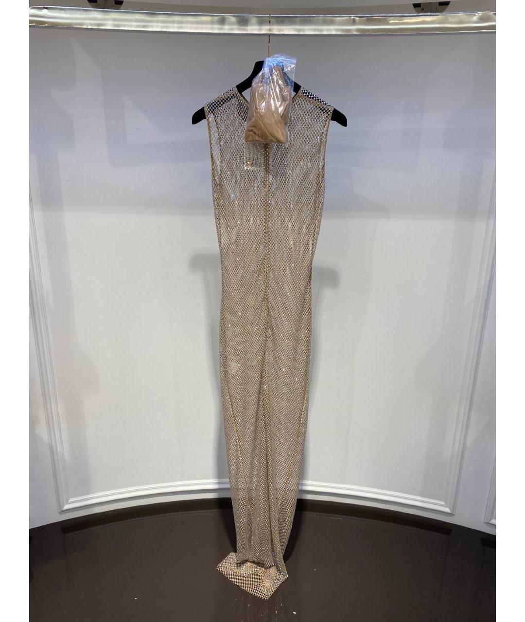 GIUSEPPE DI MORABITO Золотое полиамидовое вечернее платье, фото 3