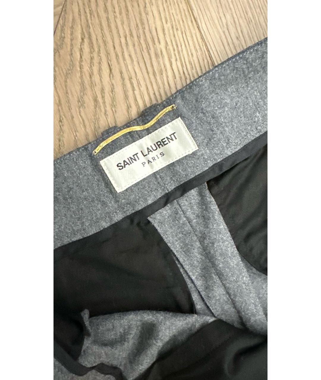 SAINT LAURENT Серые кашемировые брюки широкие, фото 3