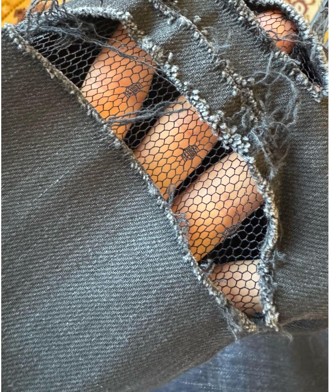 SAINT LAURENT Черные хлопковые прямые джинсы, фото 7