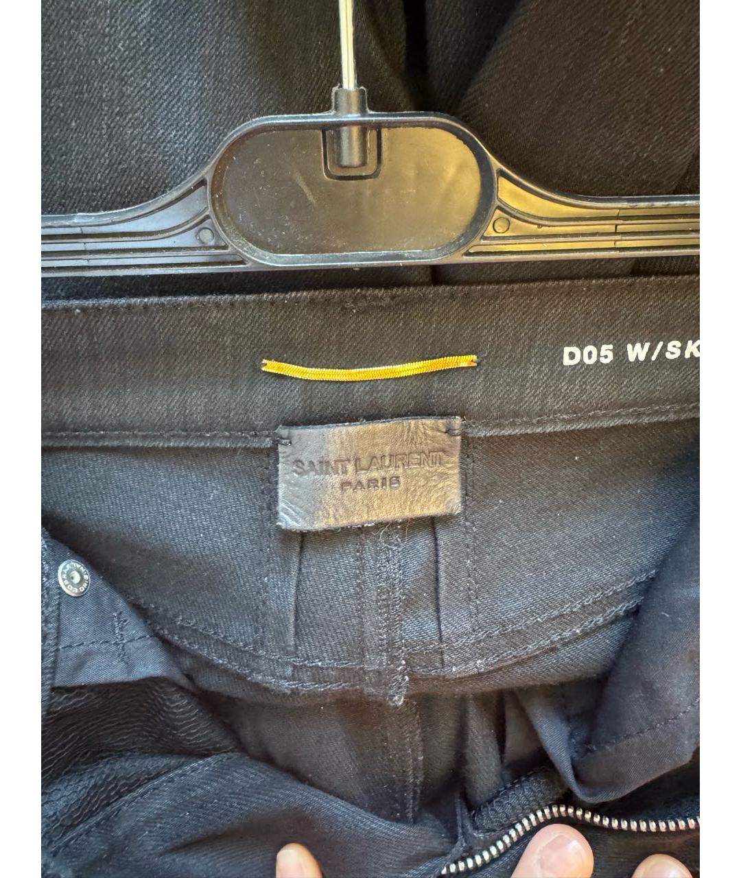 SAINT LAURENT Черные хлопковые прямые джинсы, фото 3