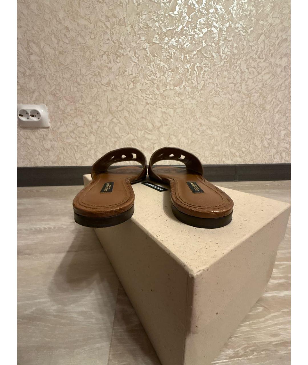 DOLCE&GABBANA Коричневые шлепанцы из экзотической кожи, фото 4