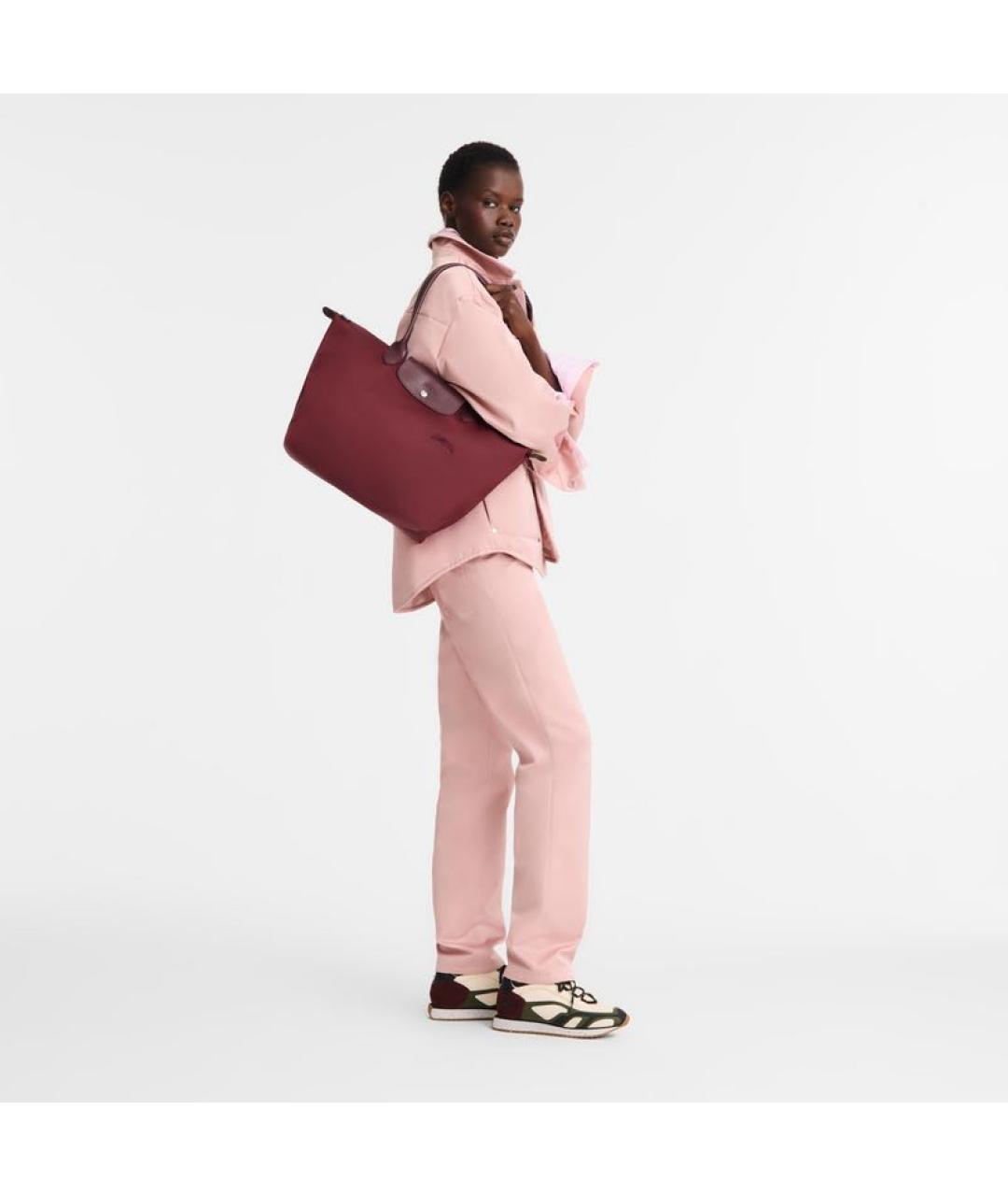 LONGCHAMP Бордовая кожаная сумка тоут, фото 6