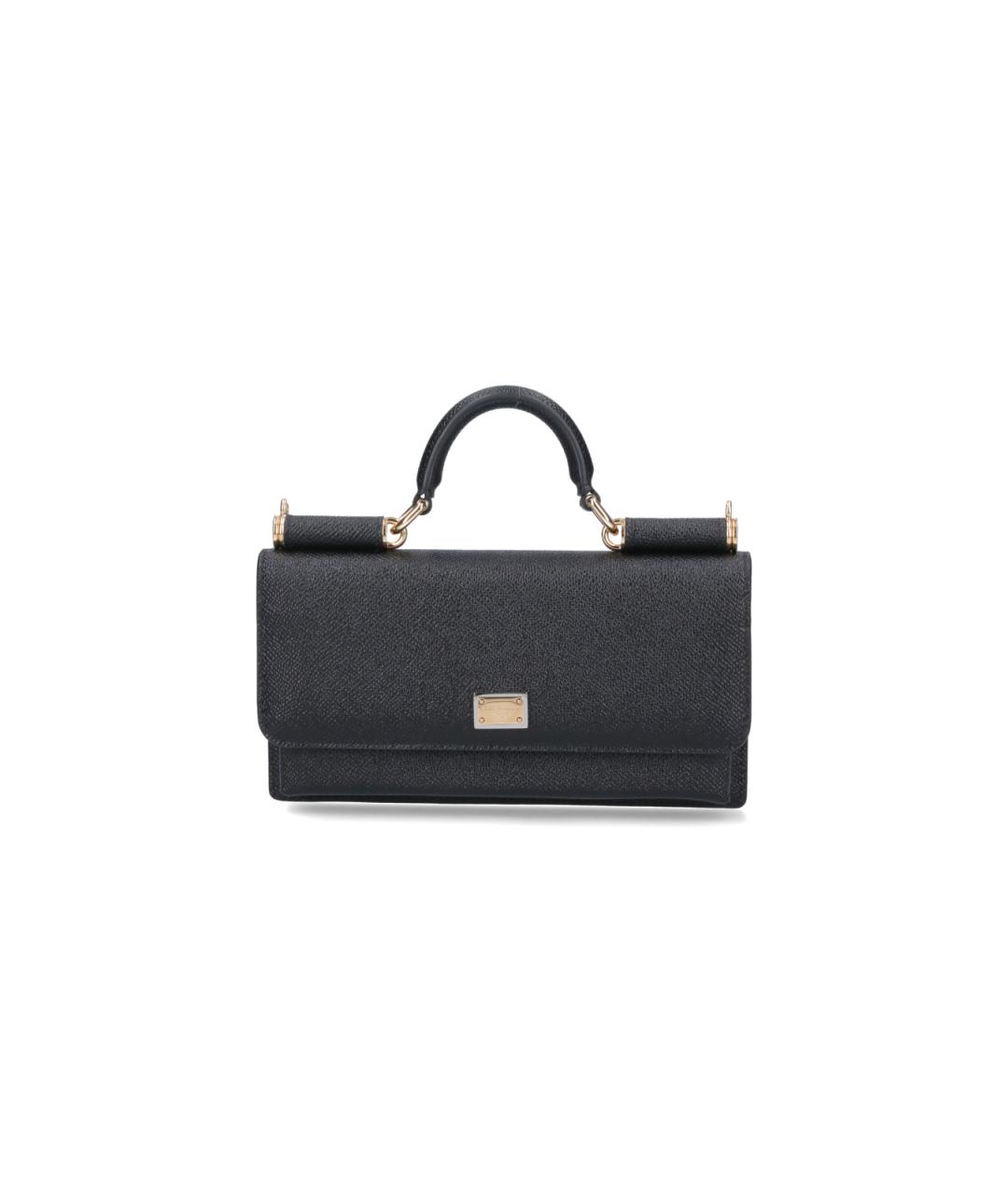 DOLCE&GABBANA Черная кожаная сумка с короткими ручками, фото 1