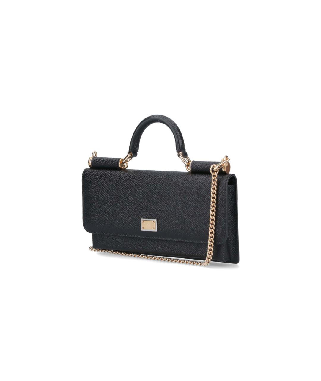 DOLCE&GABBANA Черная кожаная сумка с короткими ручками, фото 2