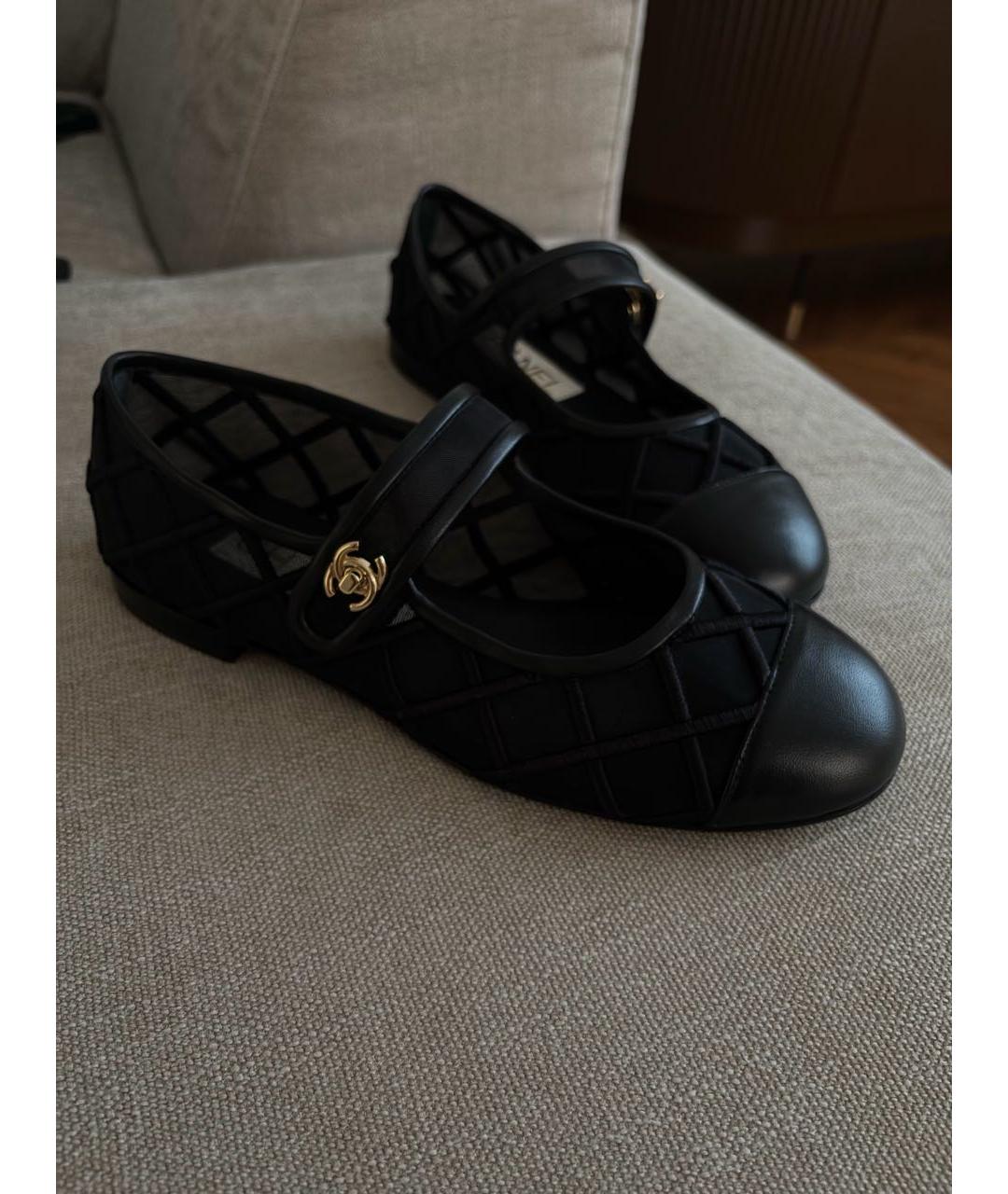 CHANEL Черные кожаные балетки, фото 2