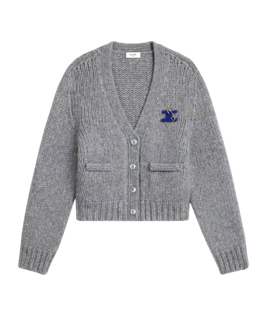 CELINE Серый кашемировый кардиган, фото 1