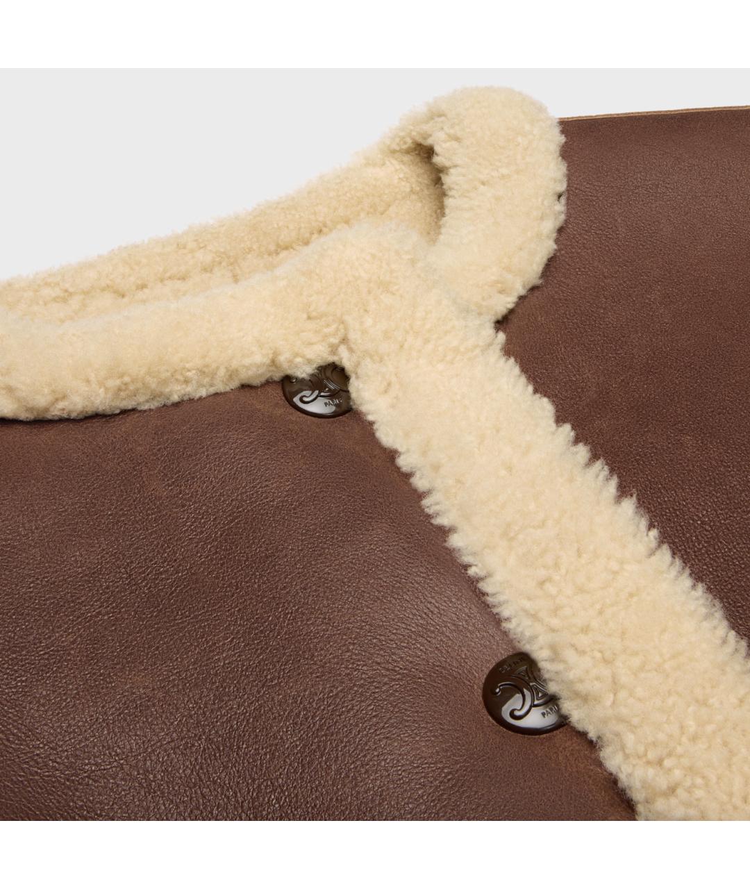 CELINE Коричневая кожаная дубленка, фото 3