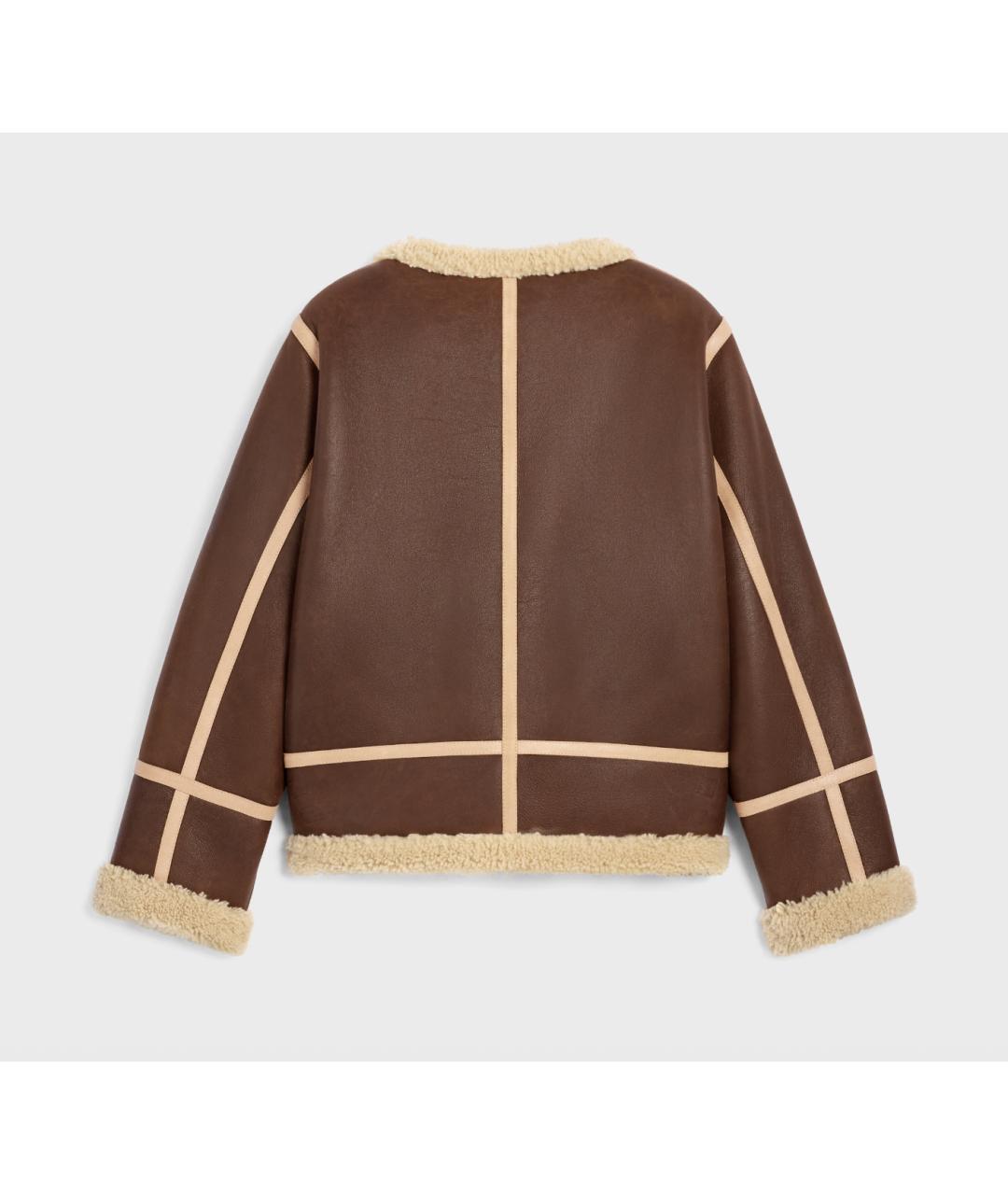 CELINE Коричневая кожаная дубленка, фото 2