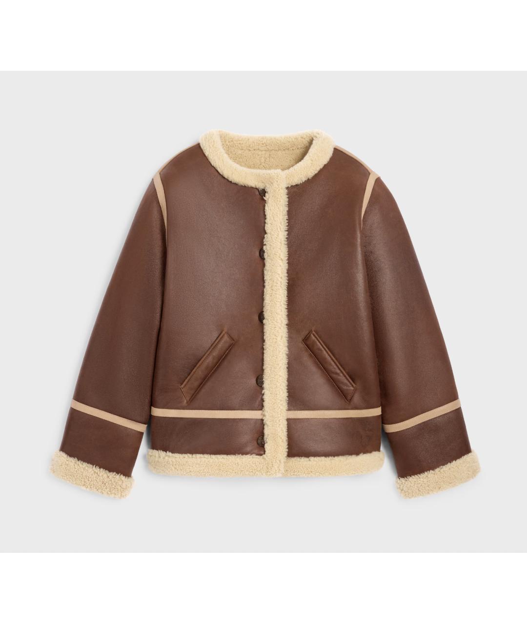 CELINE Коричневая кожаная дубленка, фото 4