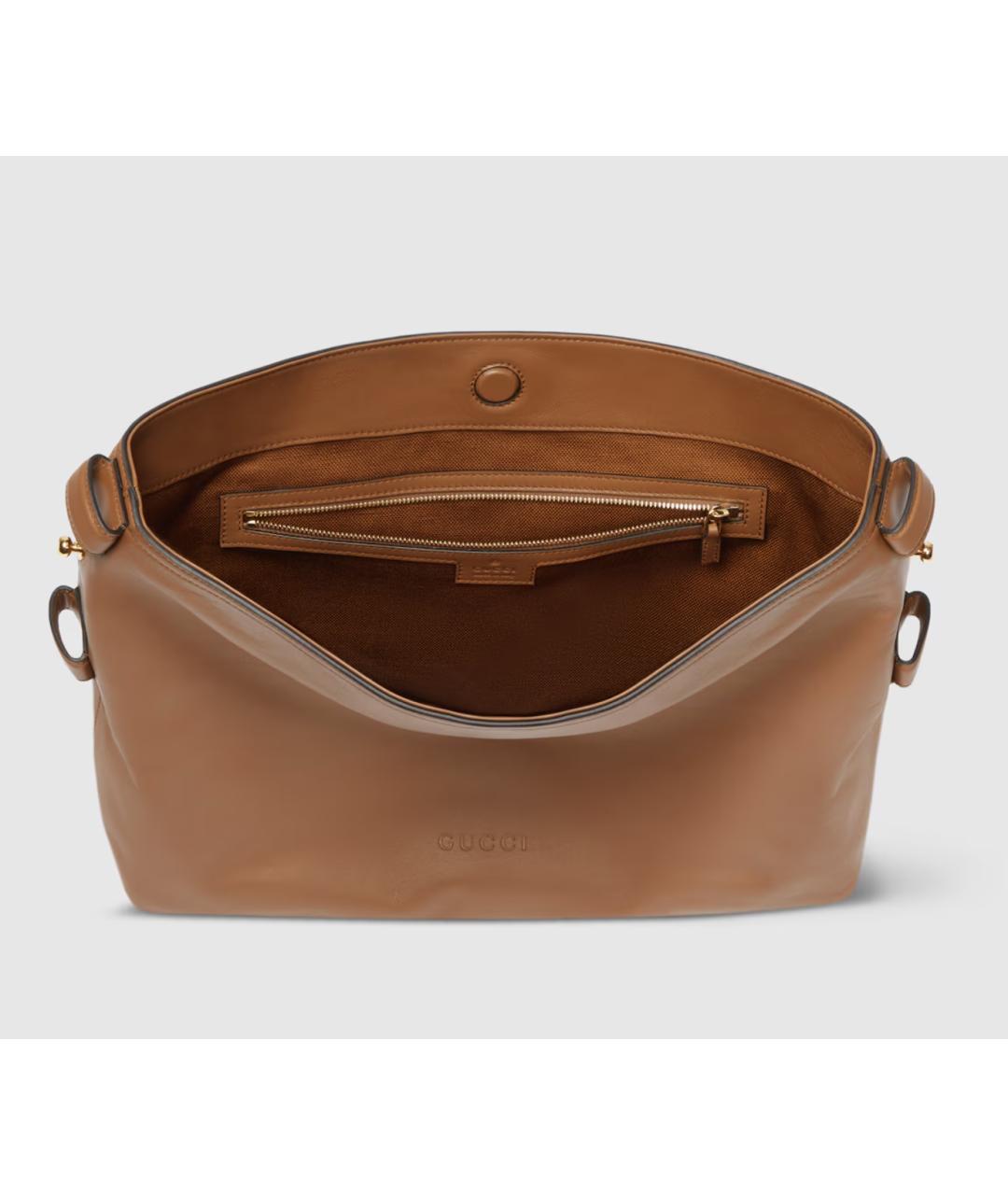 GUCCI Коричневая кожаная сумка через плечо, фото 6