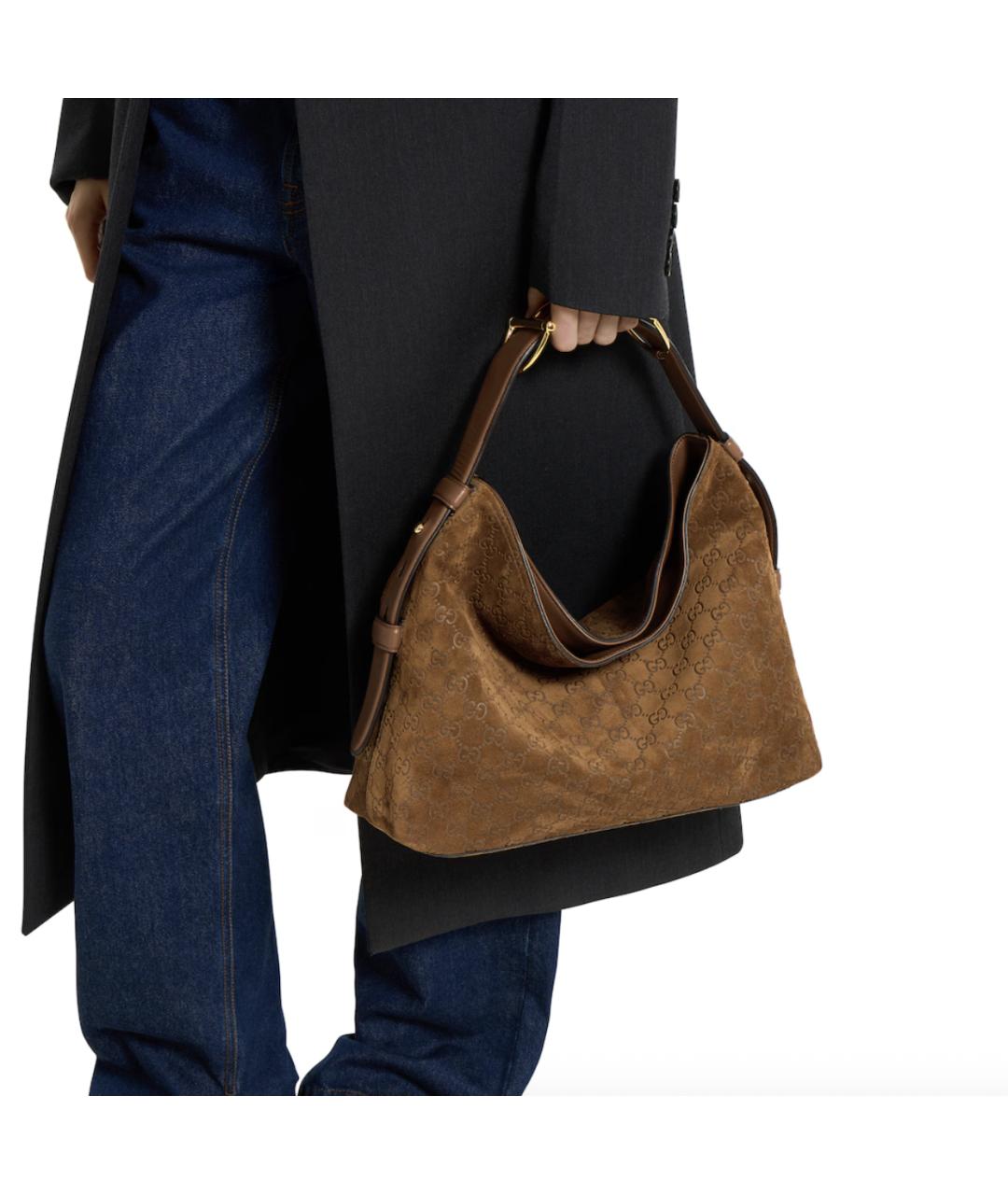 GUCCI Коричневая замшевая сумка через плечо, фото 3