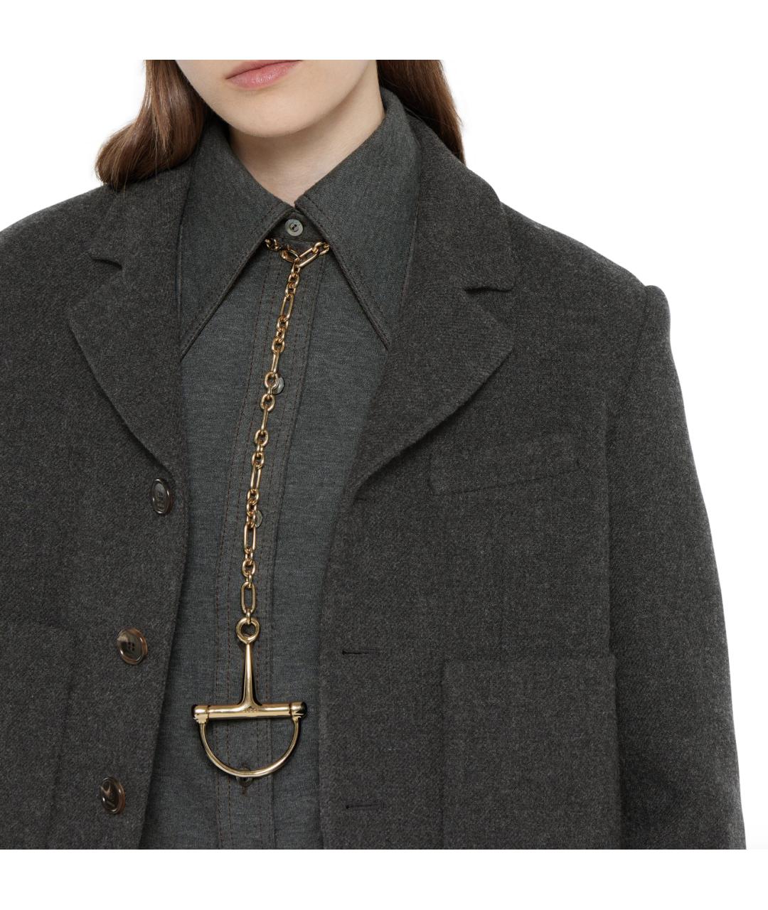 GUCCI Антрацитовый шерстяной жакет/пиджак, фото 4