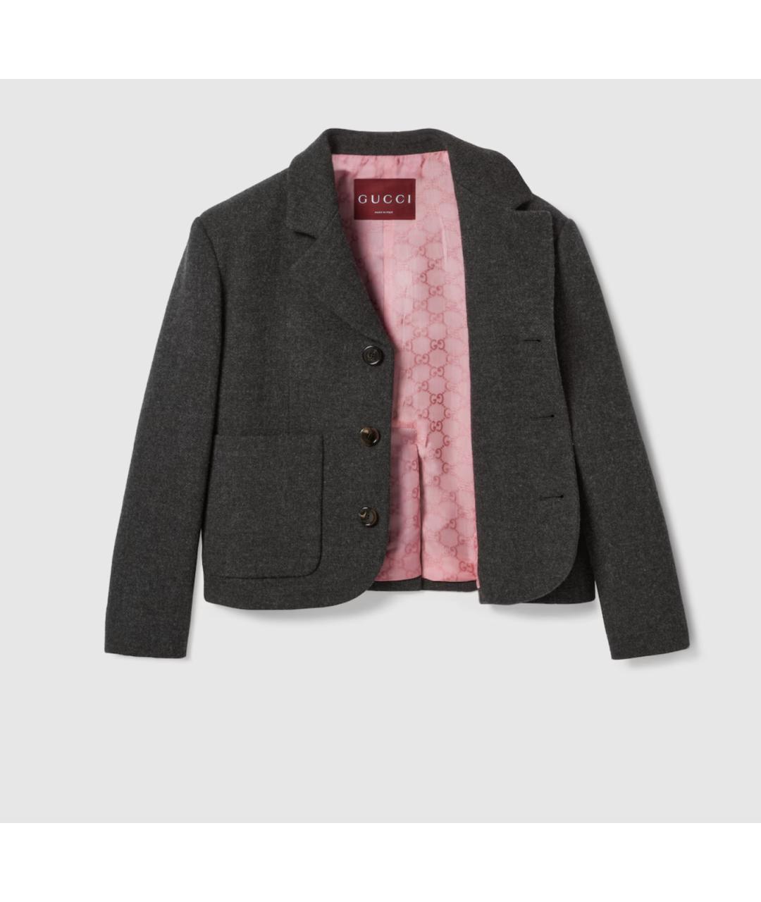GUCCI Антрацитовый шерстяной жакет/пиджак, фото 6
