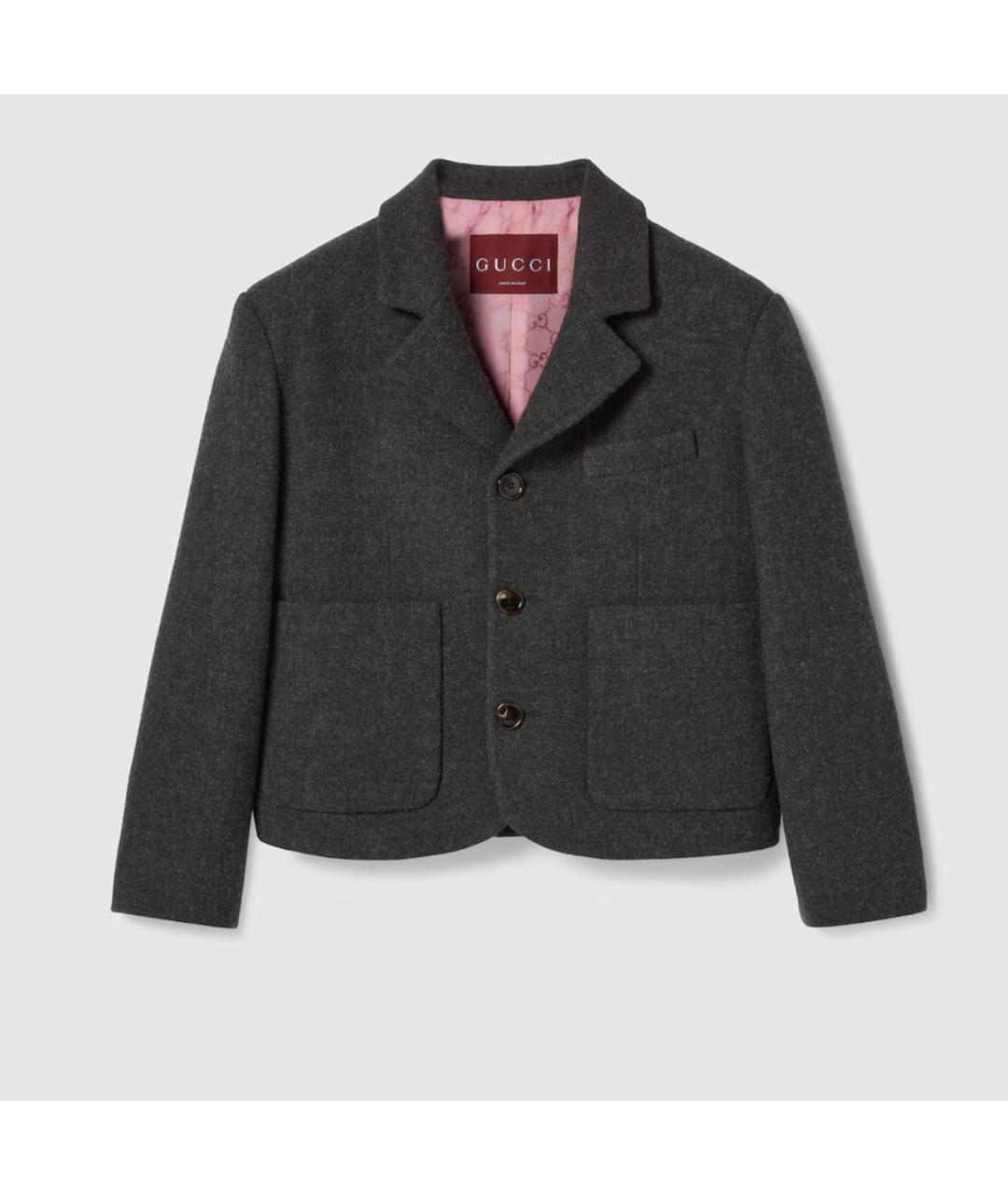 GUCCI Антрацитовый шерстяной жакет/пиджак, фото 7