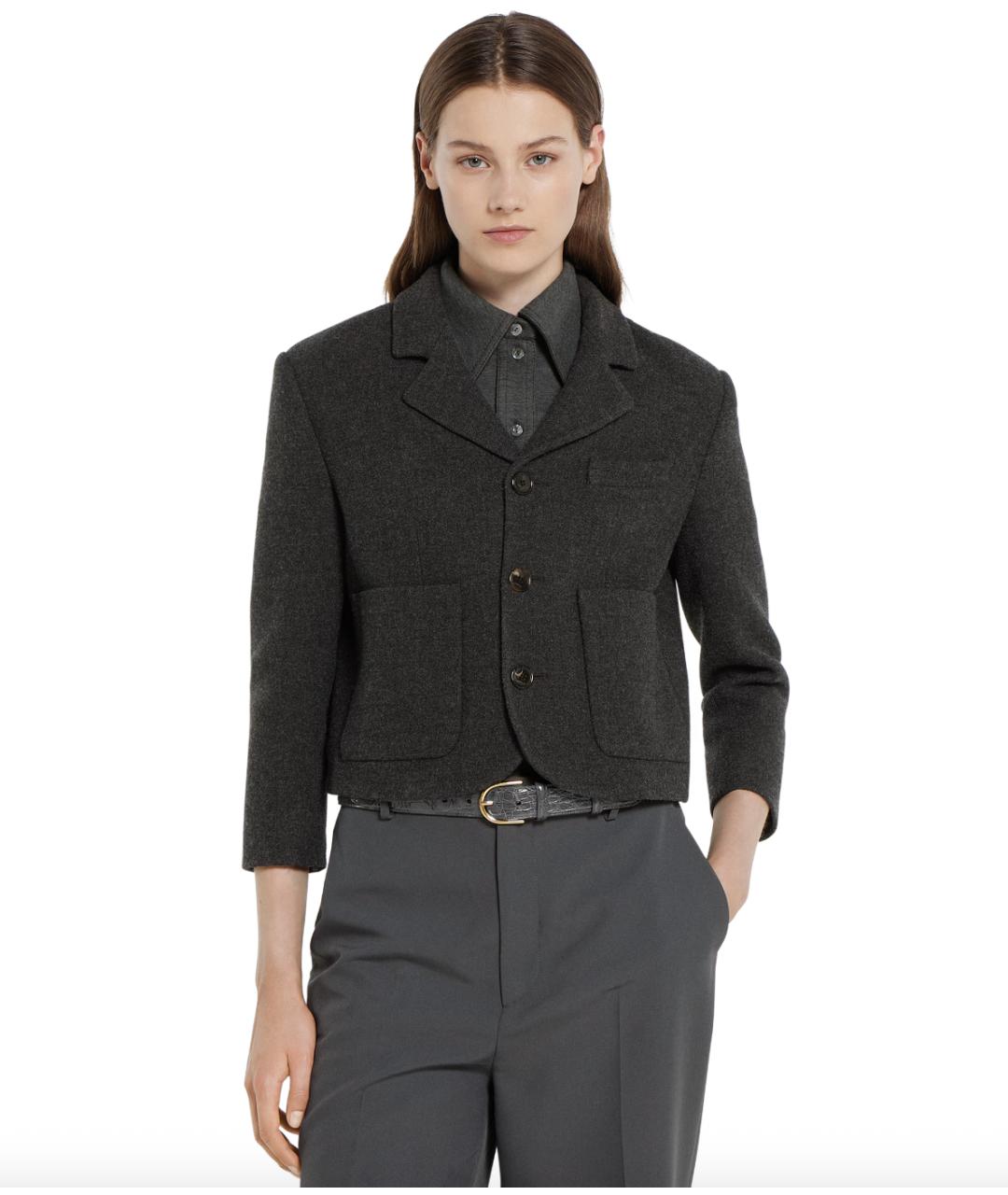 GUCCI Антрацитовый шерстяной жакет/пиджак, фото 2