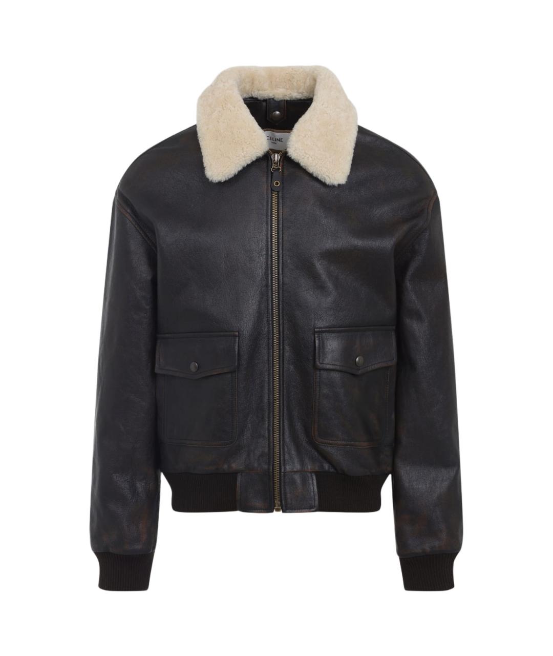 CELINE Коричневая кожаная куртка, фото 1