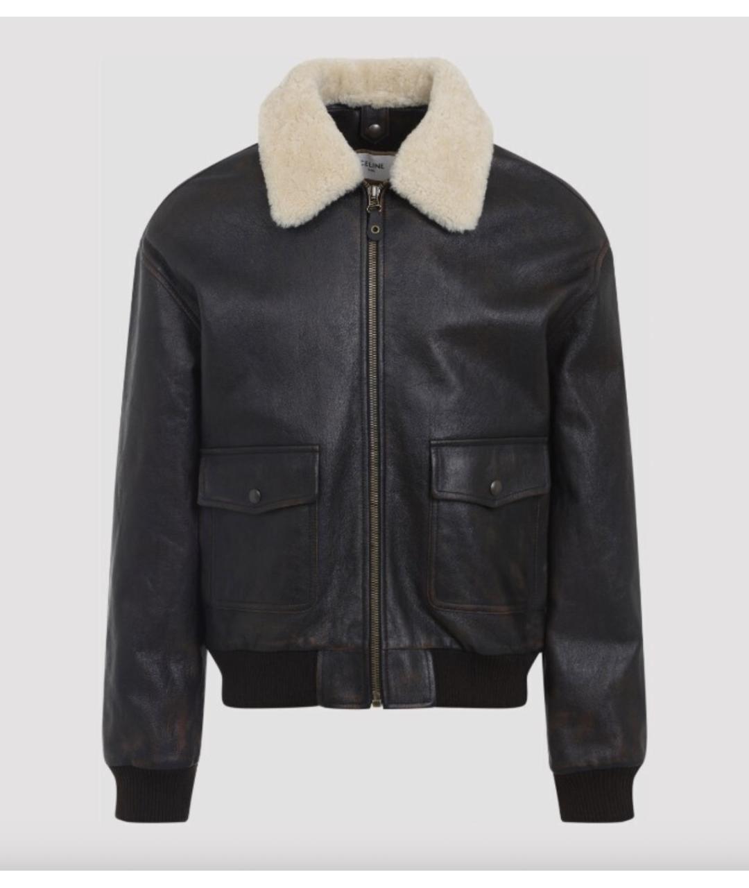 CELINE Коричневая кожаная куртка, фото 2