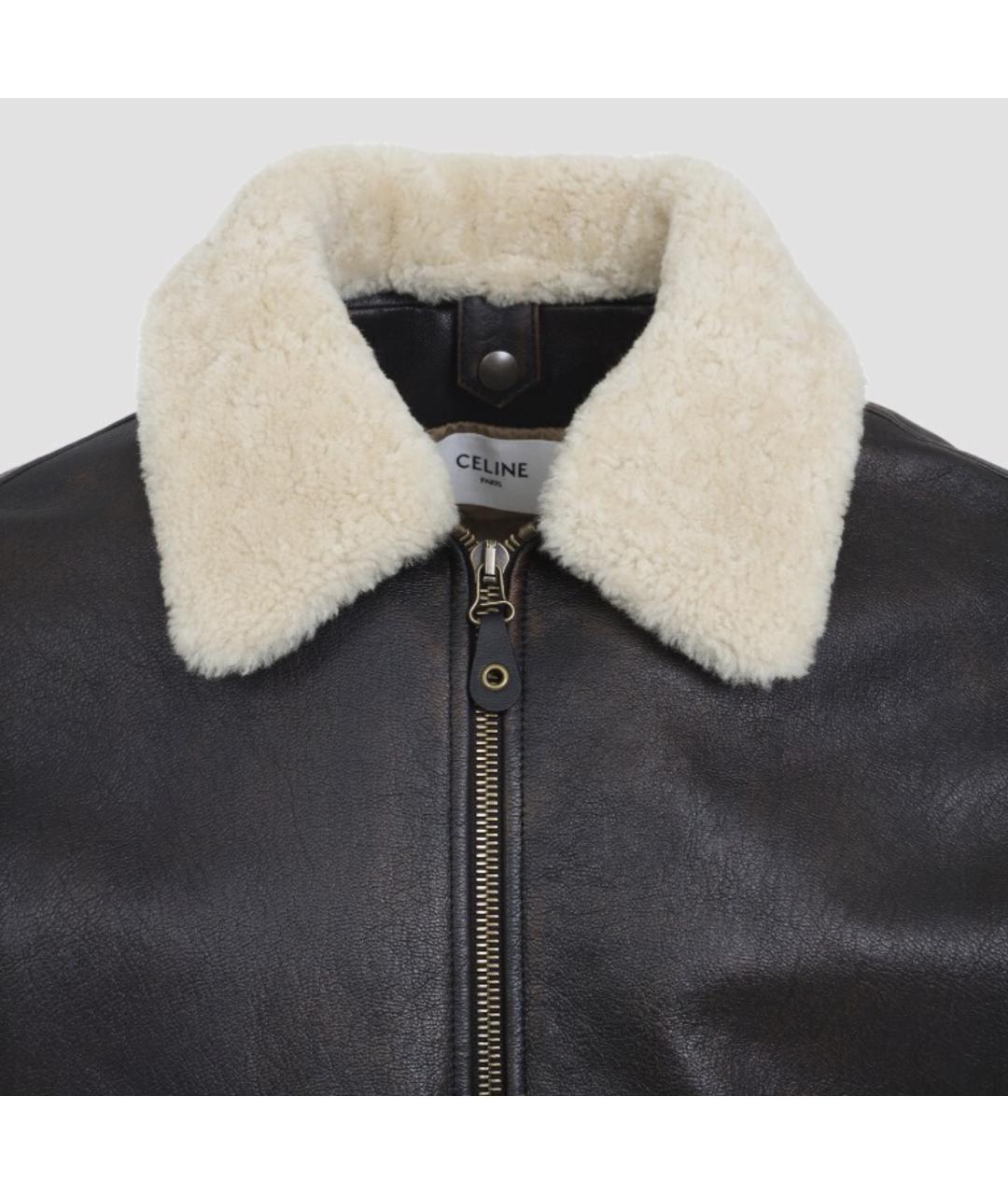 CELINE Коричневая кожаная куртка, фото 4