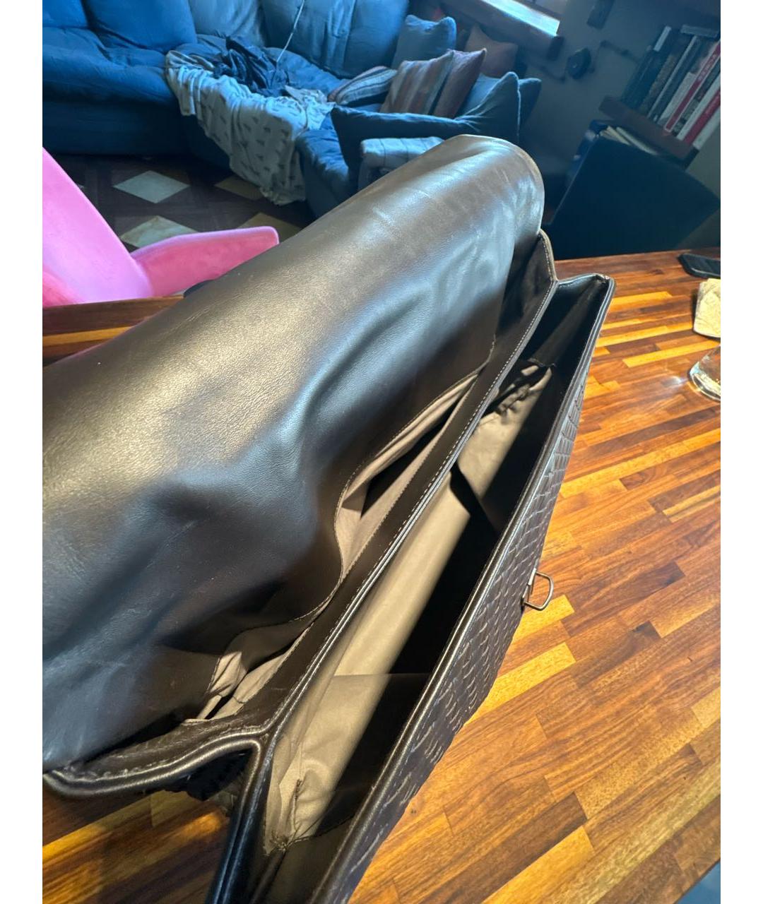 BOTTEGA VENETA Коричневый кожаный портфель, фото 4