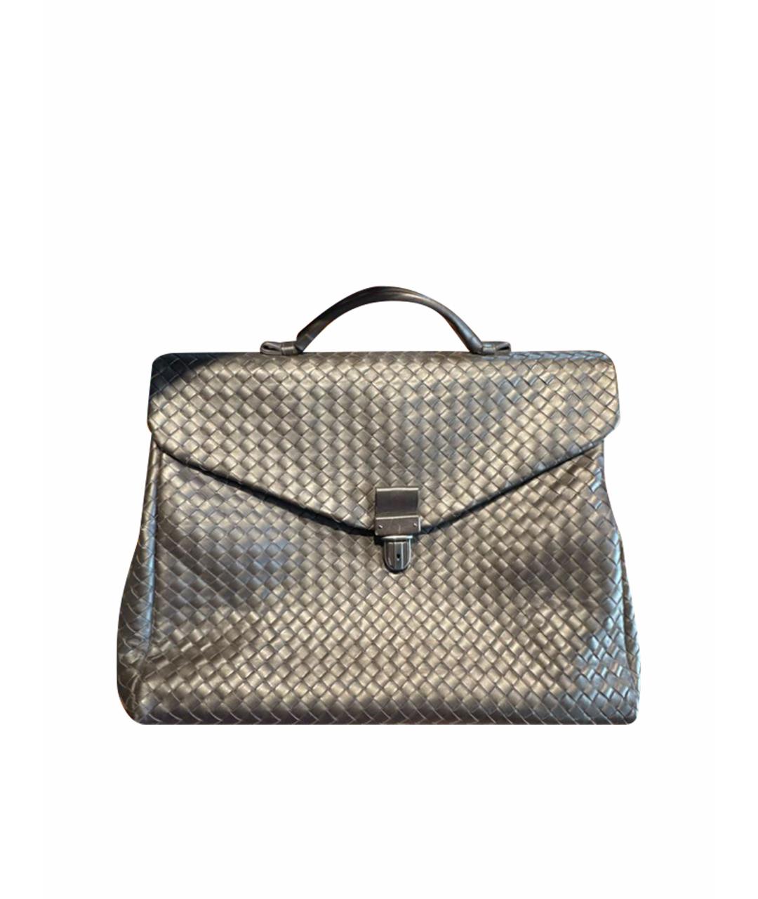 BOTTEGA VENETA Коричневый кожаный портфель, фото 1