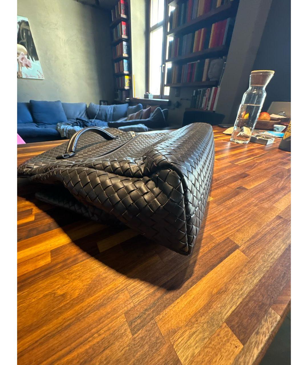 BOTTEGA VENETA Коричневый кожаный портфель, фото 5