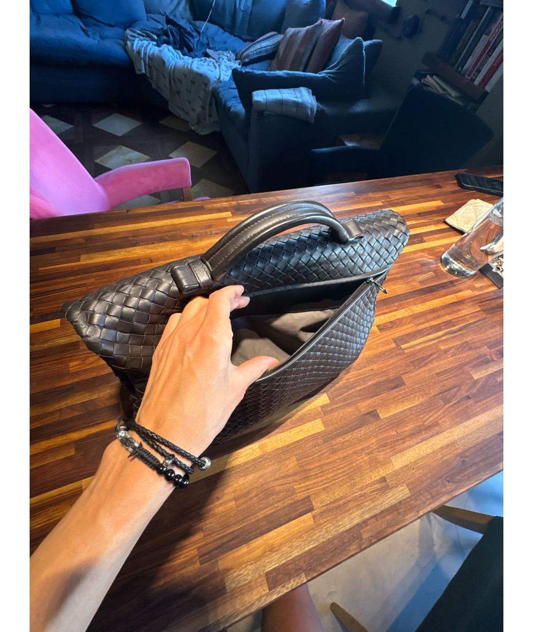 BOTTEGA VENETA Коричневый кожаный портфель, фото 6