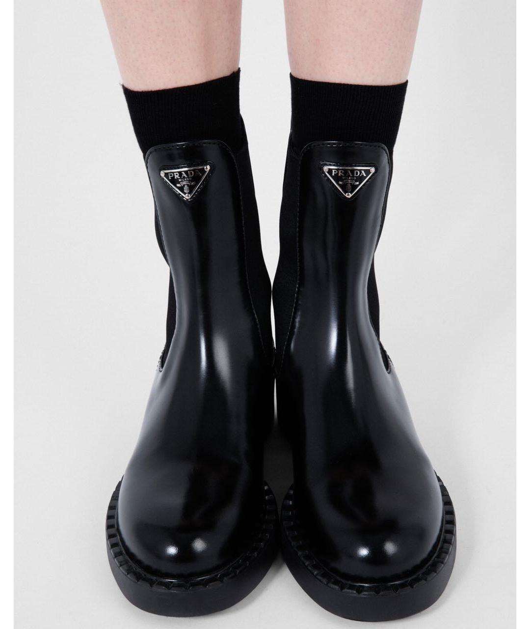 PRADA Черные кожаные ботинки, фото 3
