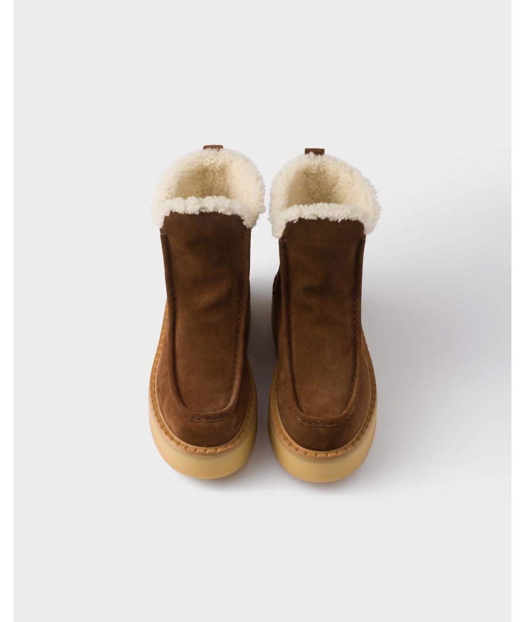 PRADA Коричневые замшевые ботинки, фото 3