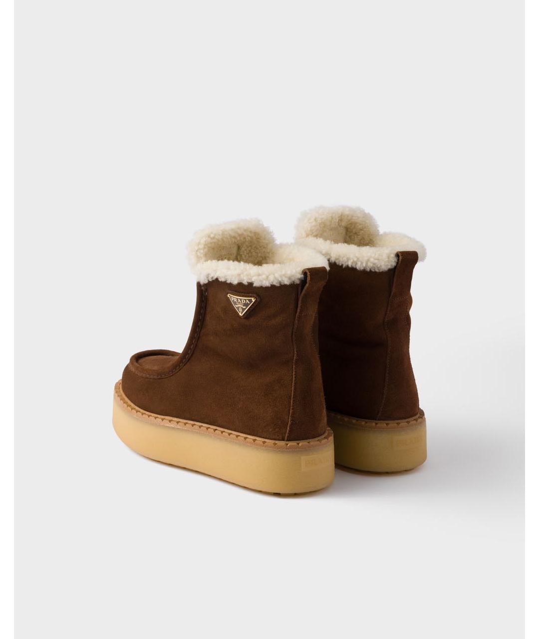 PRADA Коричневые замшевые ботинки, фото 4