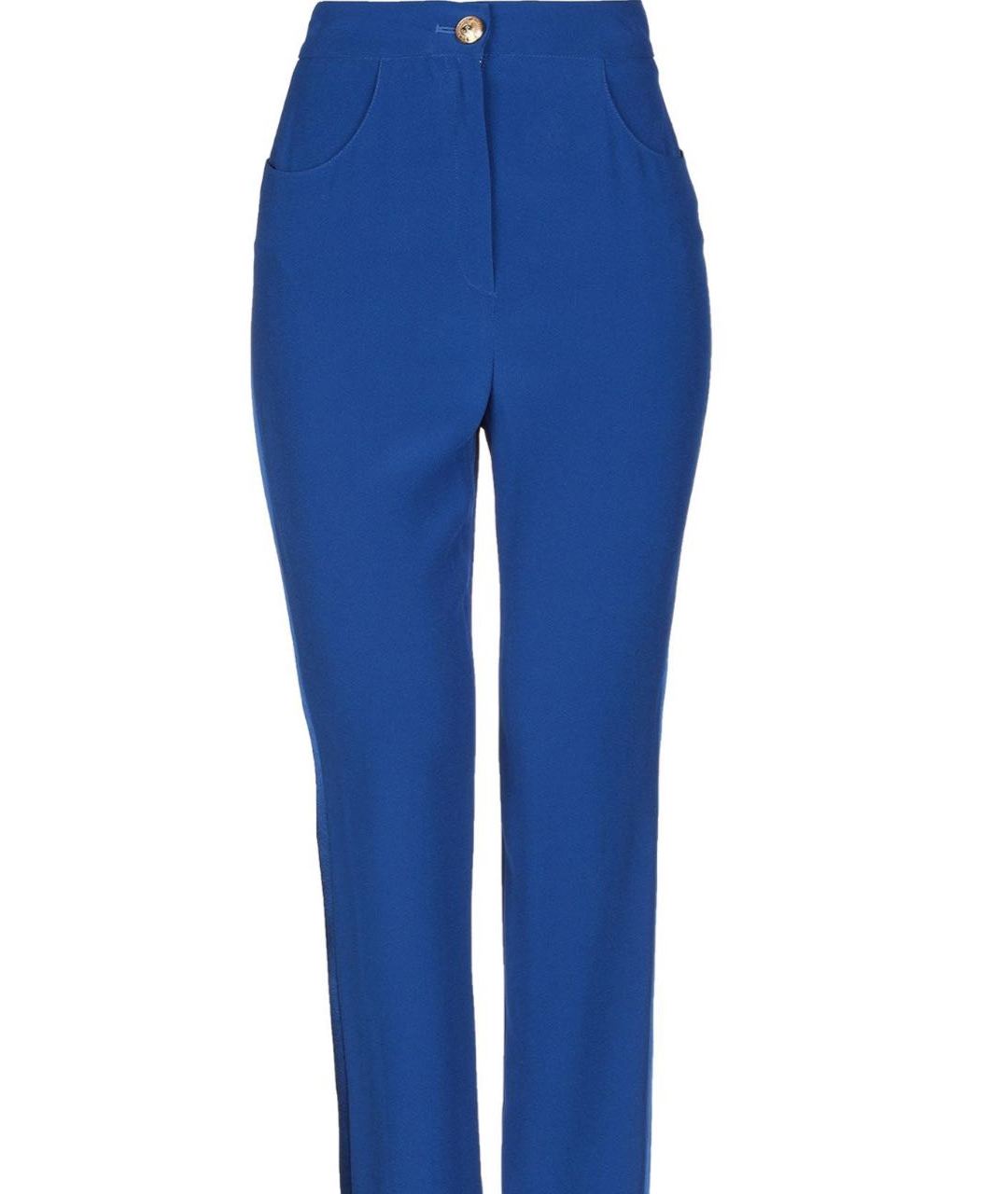 BALMAIN Синие вискозные прямые брюки, фото 4