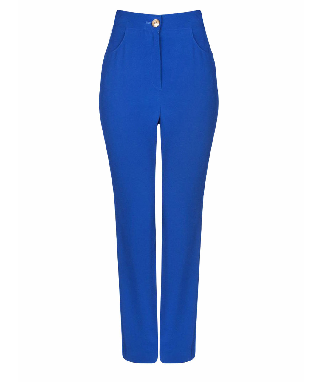 BALMAIN Синие вискозные прямые брюки, фото 1