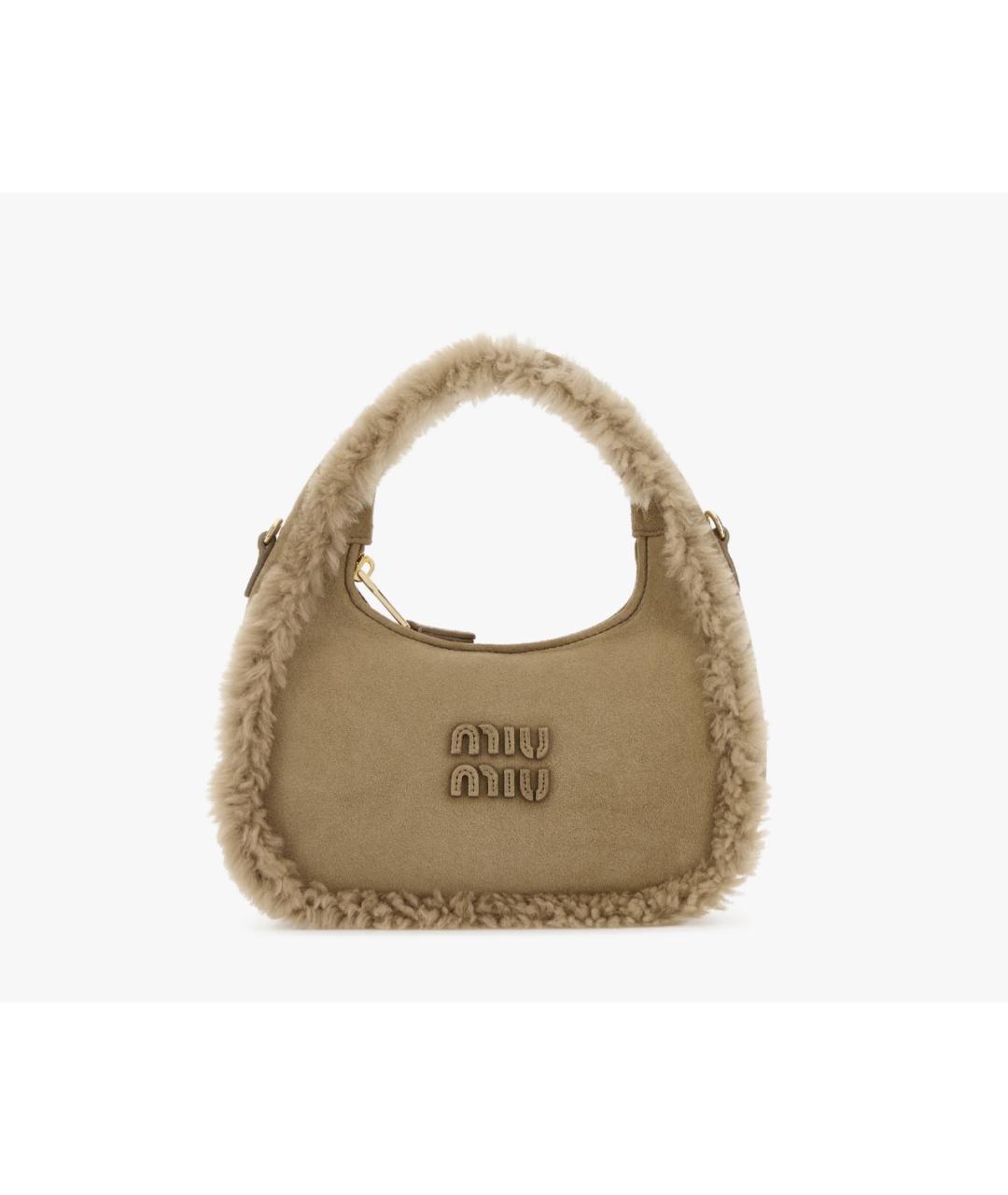 MIU MIU Бежевая меховая сумка через плечо, фото 5