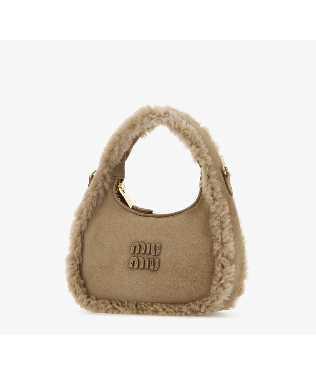 MIU MIU Бежевая меховая сумка через плечо, фото 2