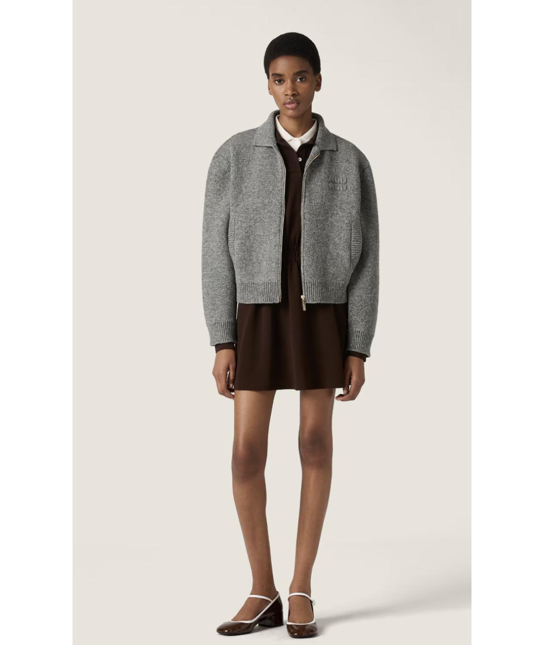 MIU MIU Серый шерстяной кардиган, фото 2