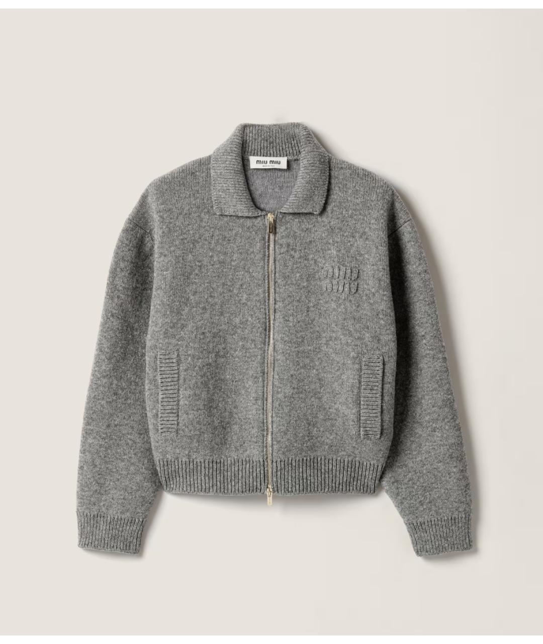 MIU MIU Серый шерстяной кардиган, фото 5
