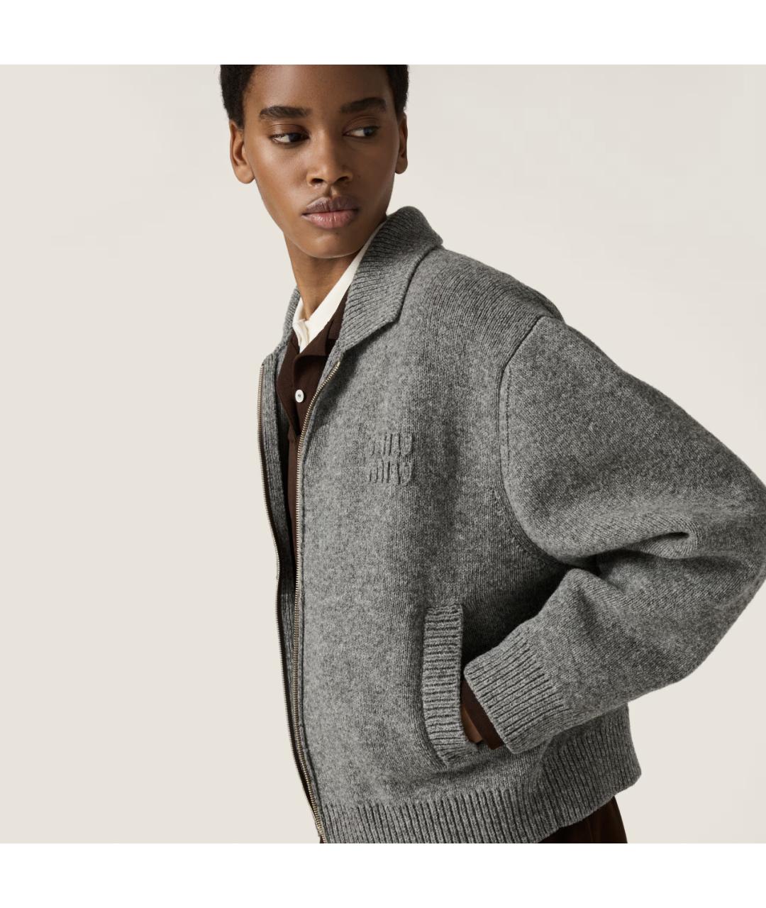 MIU MIU Серый шерстяной кардиган, фото 4