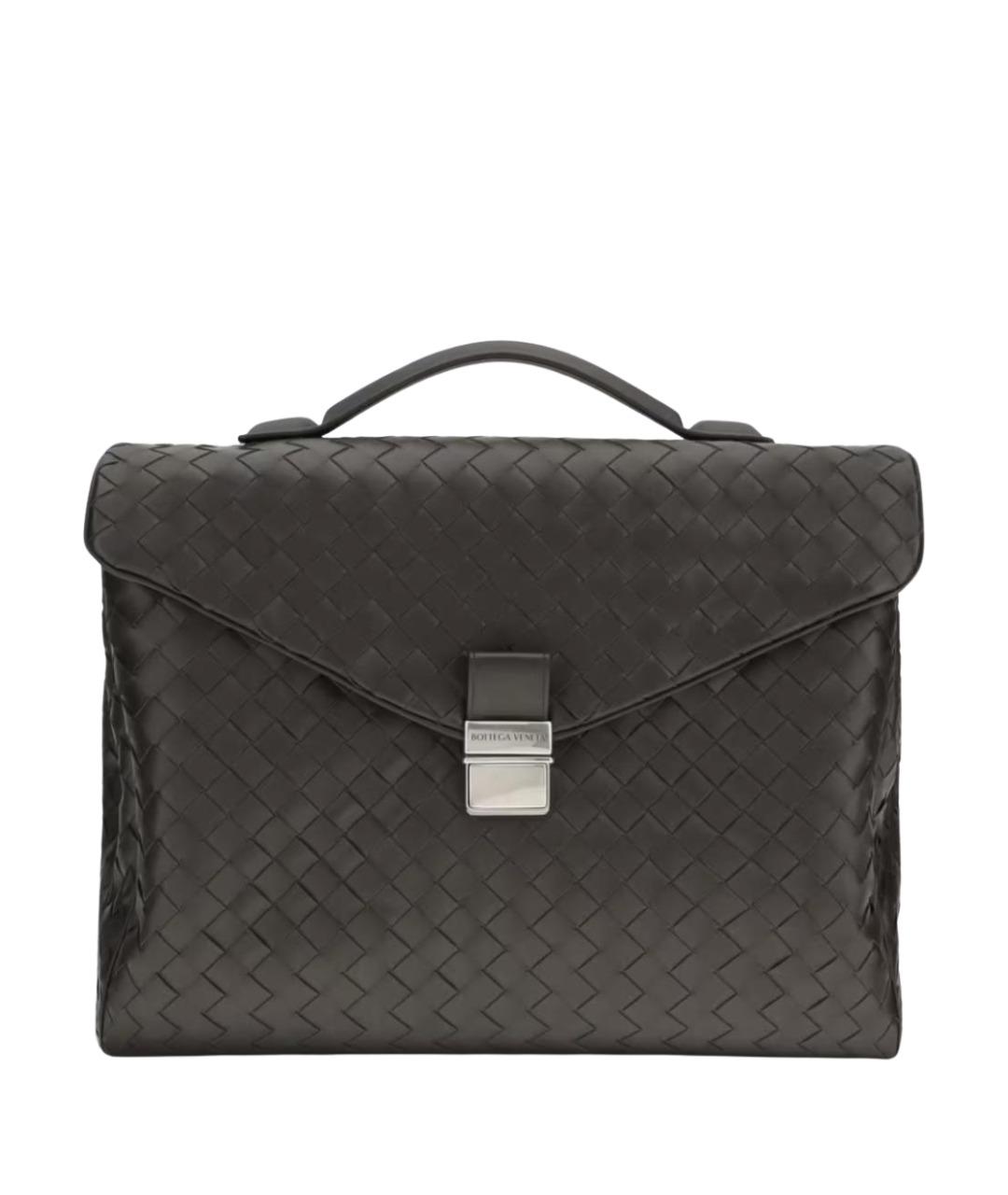 BOTTEGA VENETA Коричневый кожаный портфель, фото 1