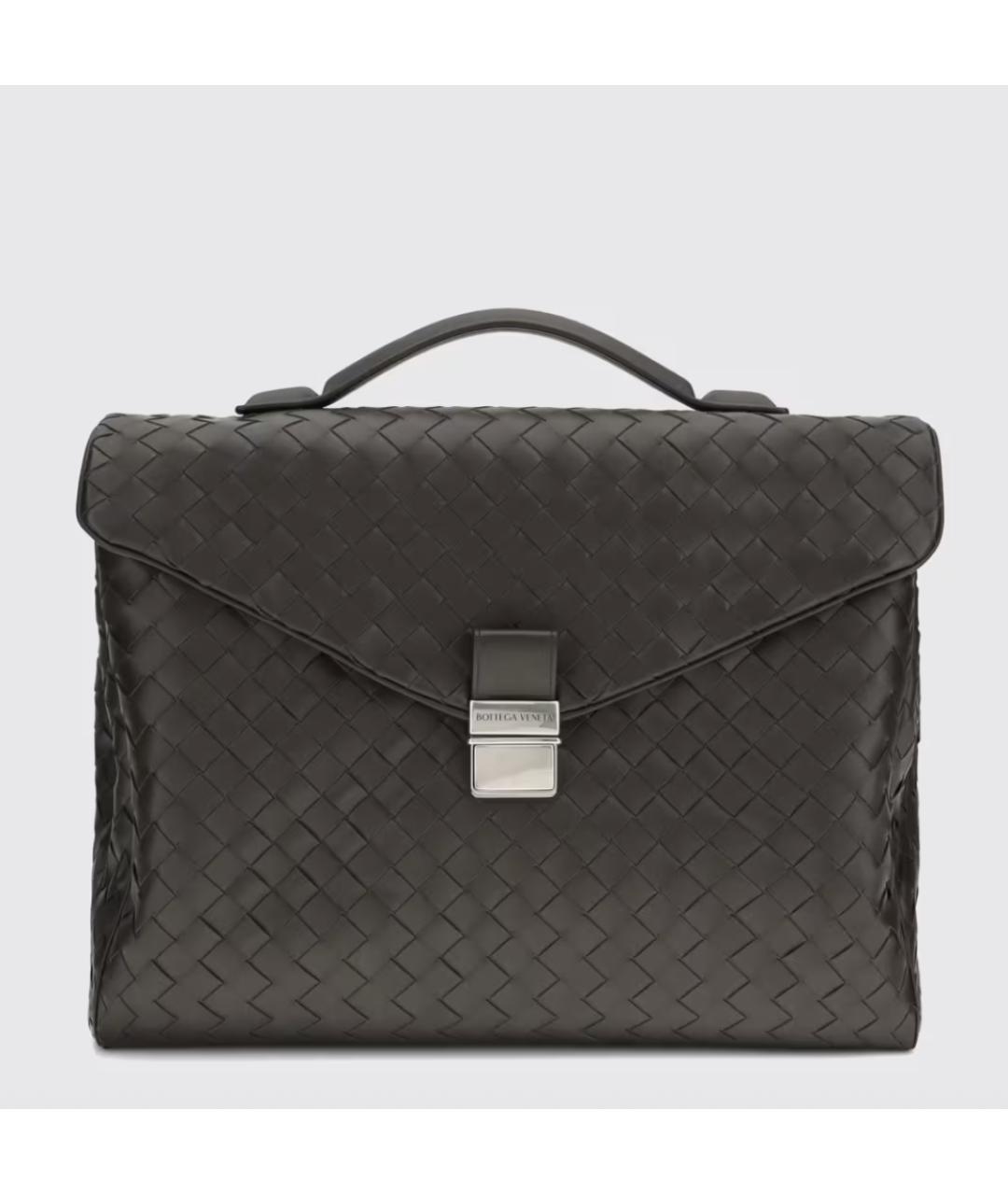 BOTTEGA VENETA Коричневый кожаный портфель, фото 4
