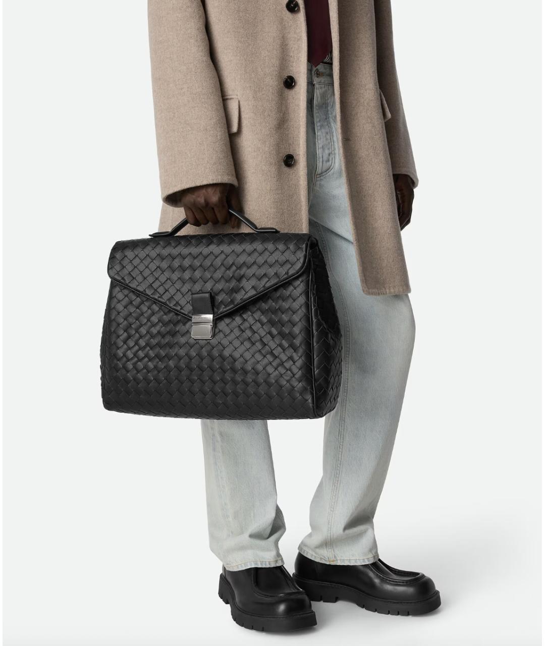 BOTTEGA VENETA Черный кожаный портфель, фото 6